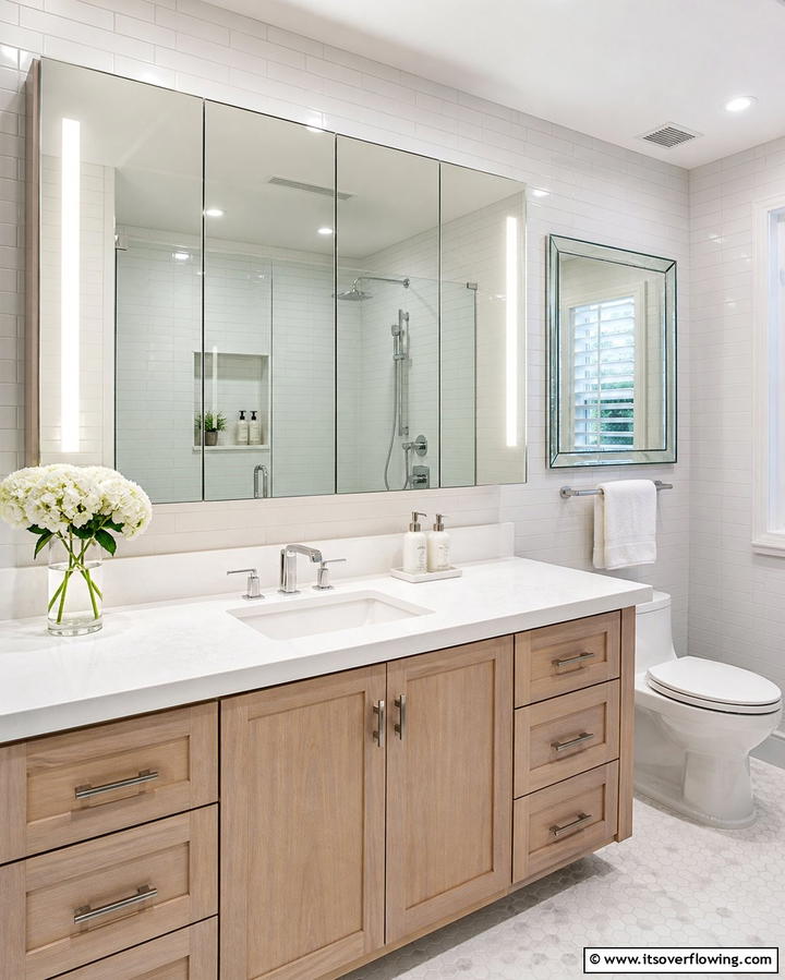 Mirror Front Cabinets for Dual Functionality - 25 Bathroom Cabinet Ideas for Organized Spaces