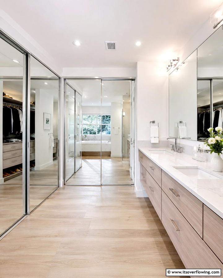 Mirror Fronted Closet - 25 Bathroom Closet Ideas to Maximize Storage and Style