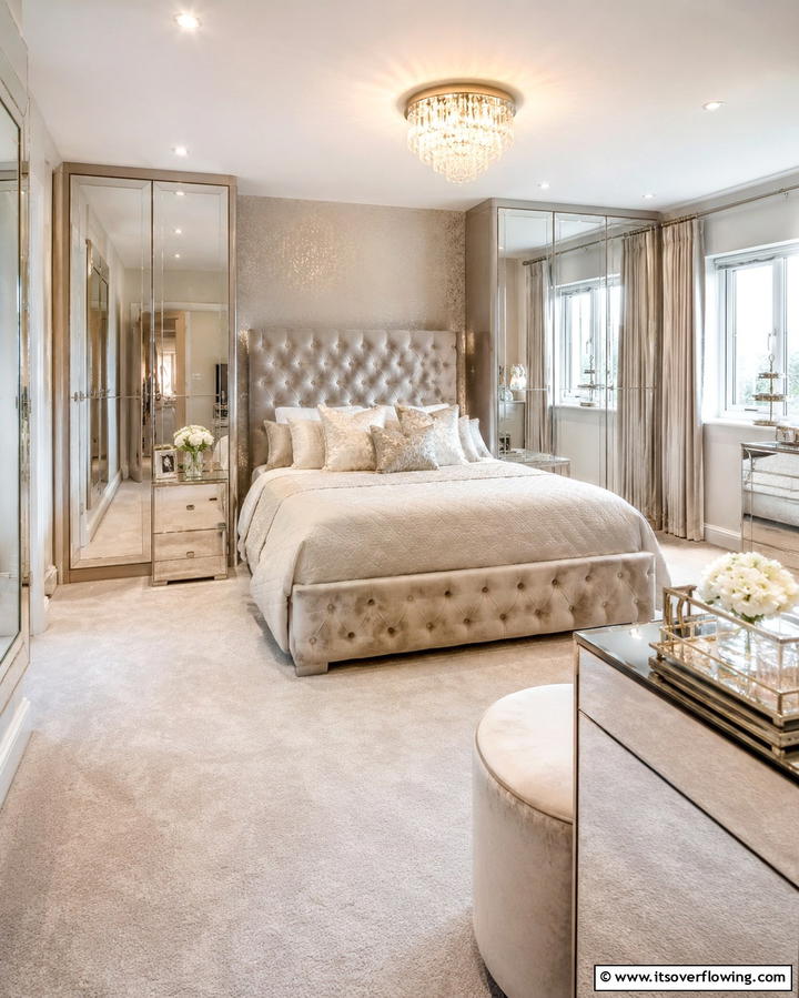 Mirror Fronted Storage Unit - 30 Space-Saving Built-In Wardrobe Ideas Around Your Bed