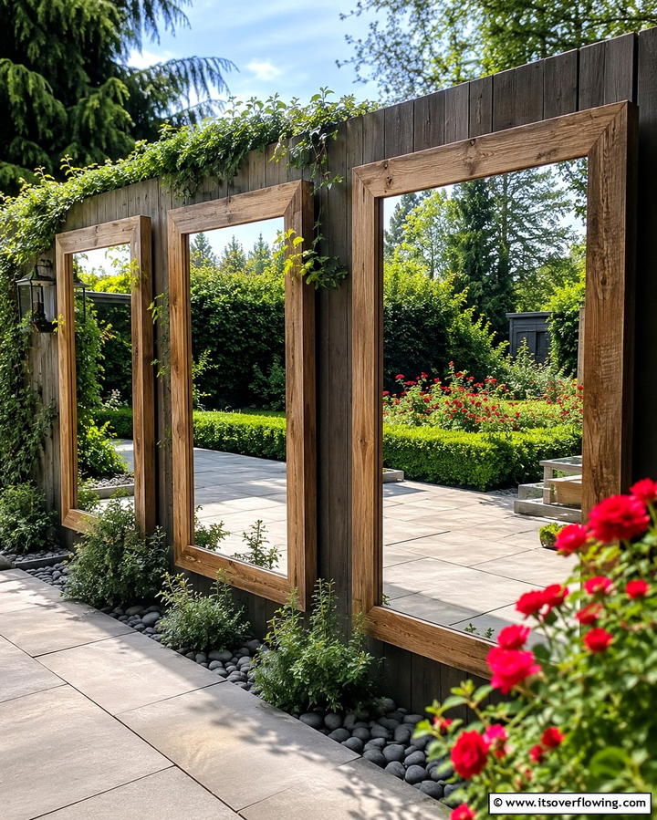 Mirror Installations - 25 Fence Art Ideas to Add Personality to Your Yard