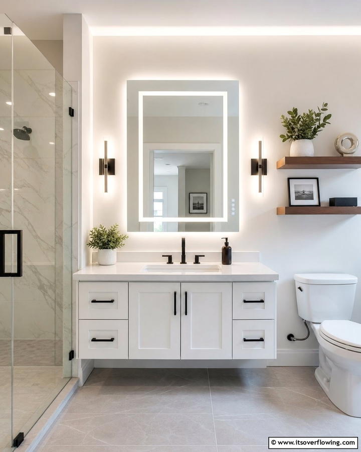 Mirror Integrated Lighting - 20 Small Bathroom Lighting Ideas for a Bright and Spacious Feel