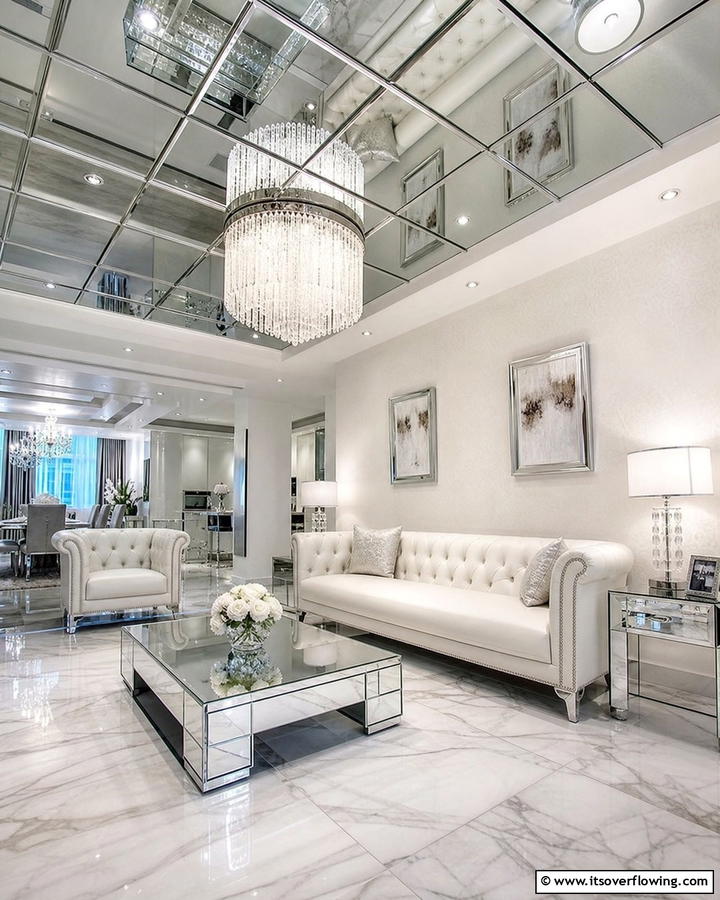 Mirror Panel Ceiling - 20 Living Room False Ceiling Design Ideas to Elevate Your Space