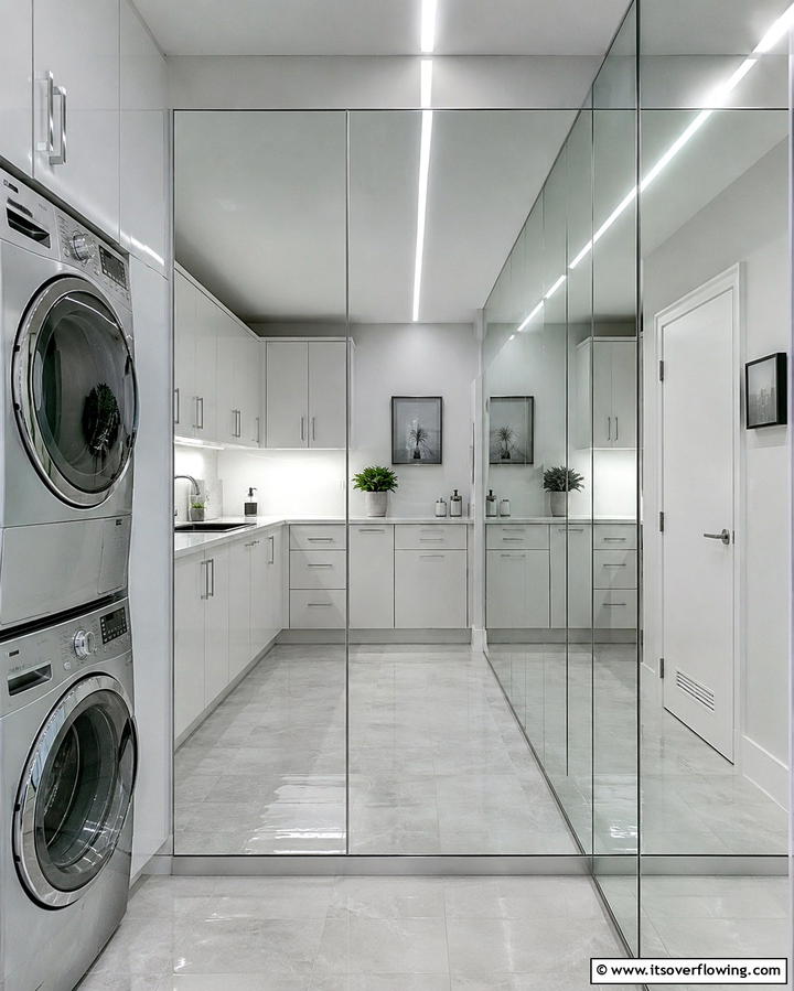 Mirror Panels for Illusion of Space - 25 Small Utility Room Ideas for Efficient Homes