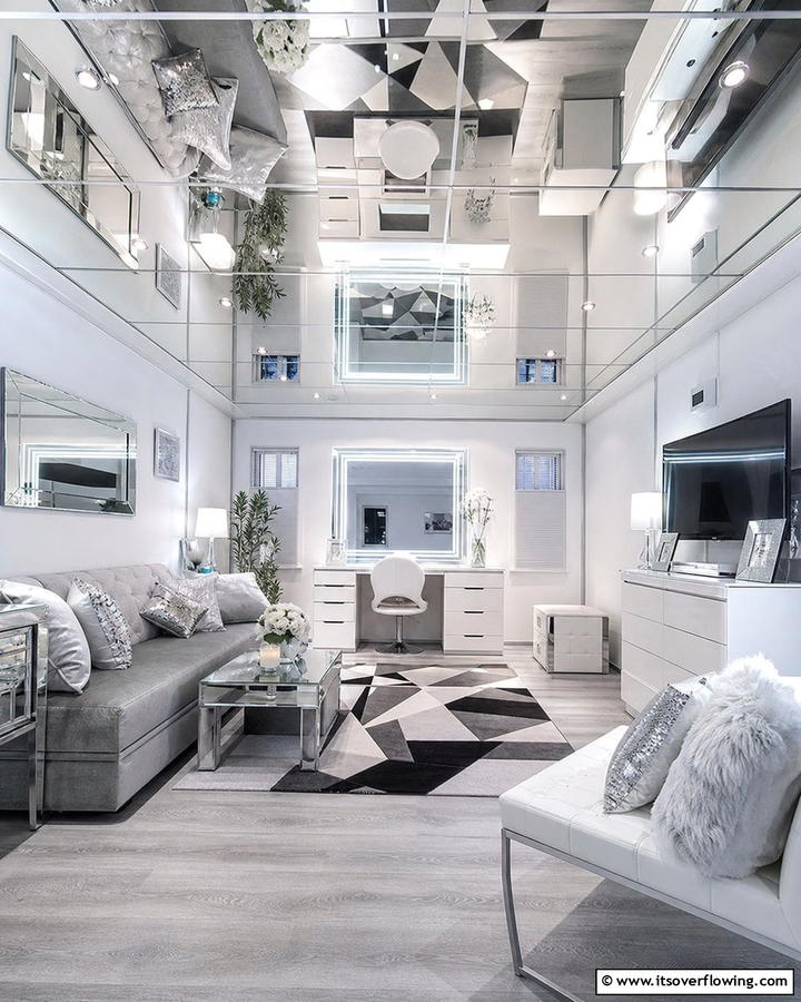 Mirror Panels - 20 Shed Ceiling Ideas to Maximize Space and Style