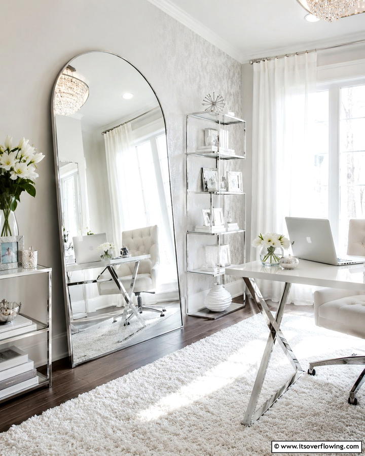 Mirror Placement - 30 Home Office Ideas Designed Specifically for Her
