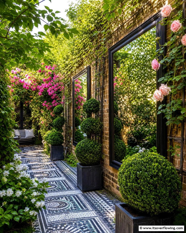 Mirror Reflections for Illusion of Space - 20 Narrow Garden Ideas to Maximize Small Outdoor Spaces