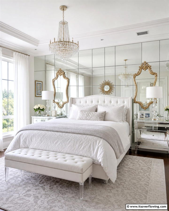 Mirror Wall for Visual Expansion - 25 Bedroom Ideas for Women to Reflect Personal Style