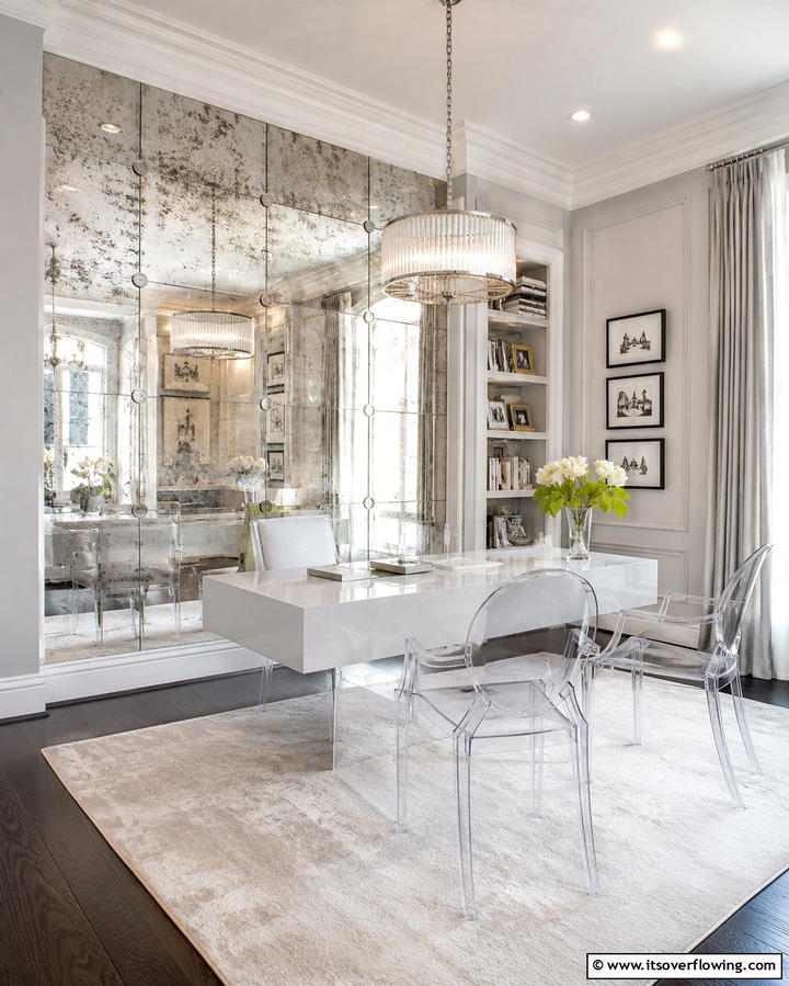 Mirror Wall - 25 Creative Office Accent Wall Ideas to Inspire Your Space