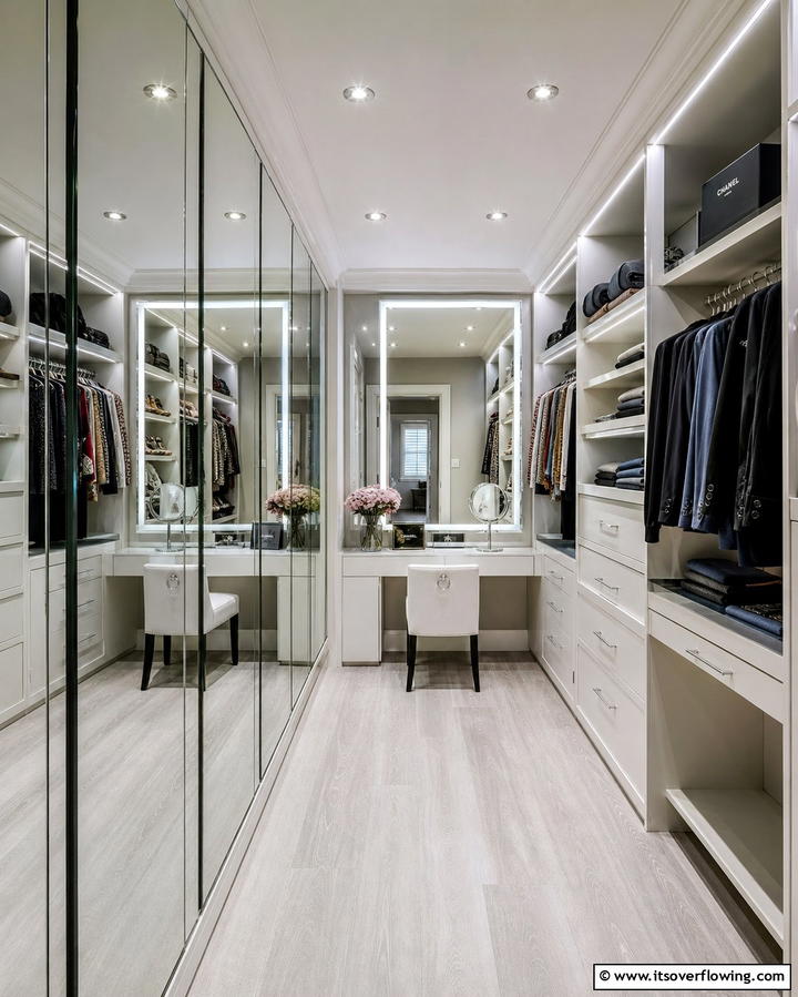 Mirror and Lighting Integration - 21 Clever Closet Ideas for Maximized Home Organization