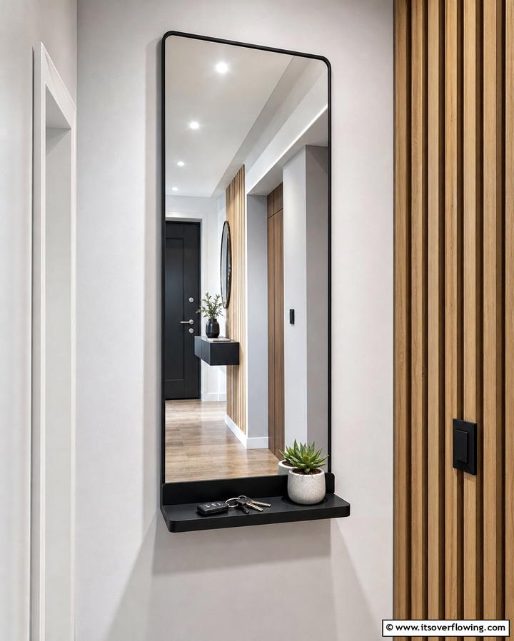 Mirror with Built In Shelf - 25 Hallway Mirror Ideas for Stylish and Functional Spaces