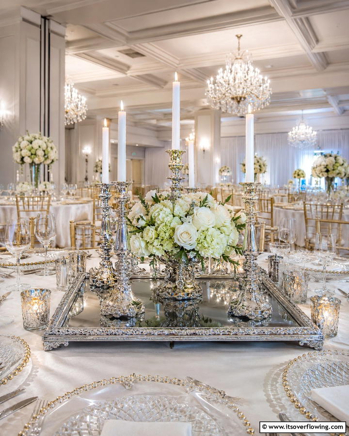Mirror with Candlestick - 30 Unique Non-Floral Wedding Centerpiece Ideas