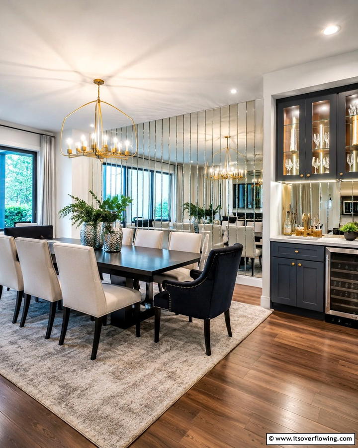 Mirrored Backsplash - 30 Stunning Dining Room Mirror Ideas for Elegance