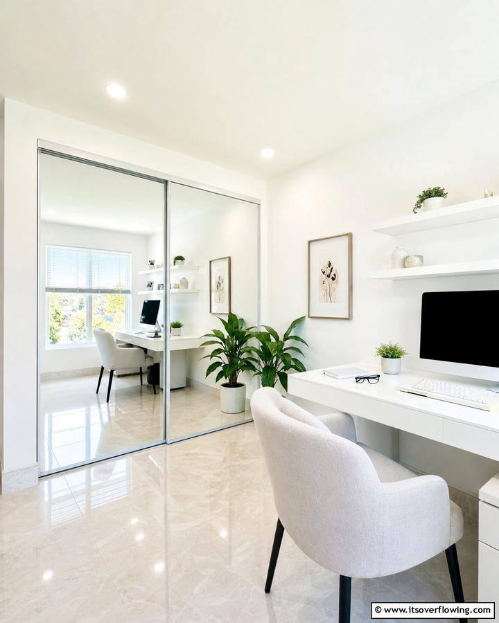 Mirrored Doors for Dual Purpose - 20 Home Office Door Ideas for Stylish Workspaces
