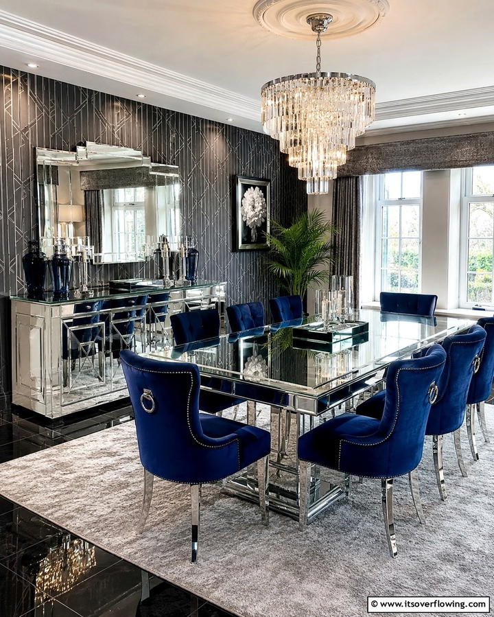 Mirrored Furniture Accents - 25 Art Deco Dining Room Ideas for a Glamorous Space