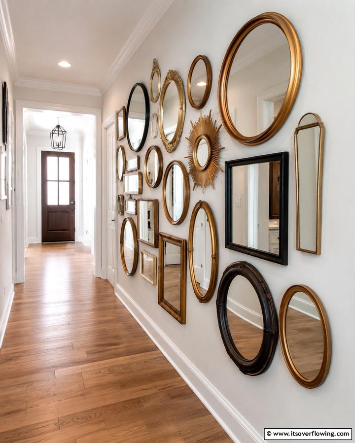 Mirrored Gallery Wall - 30 Statement Entryway Mirror Ideas to Brighten Narrow Spaces