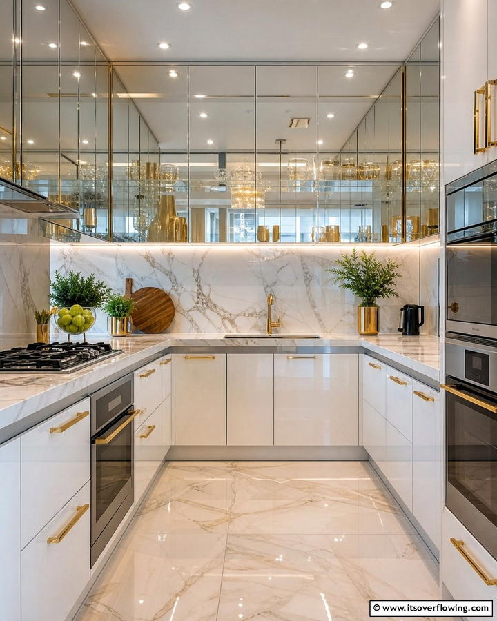 Mirrored Glass Cabinets - 20 Modern Style Glass Kitchen Cabinets for a Sleek Look
