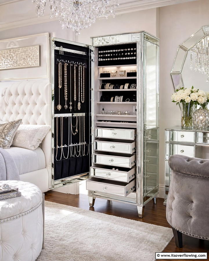 Mirrored Jewelry Cabinet - 30 Innovative Jewelry Storage Ideas for Organized Accessories