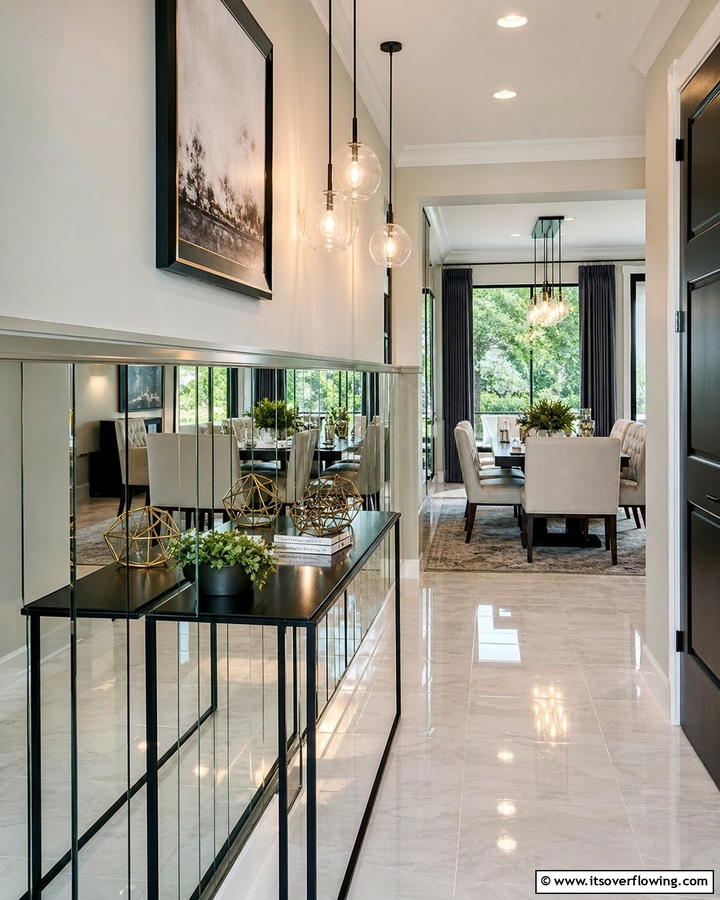 Mirrored Light Enhancements - 21 Half Wall Paneling Ideas for Modern Home Organizing