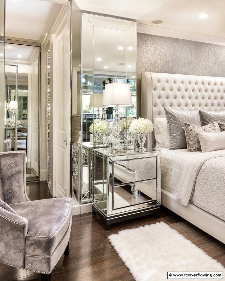 Mirrored Nightstand for Double Impact - 20 Mirror Behind Nightstand Design Ideas for Elegance