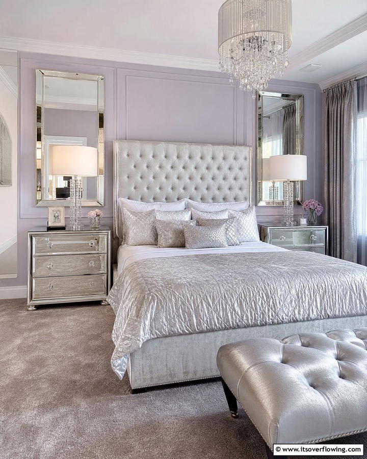 Mirrored Nightstand for Sophistication - 20 Bedroom Mirror Ideas to Reflect Your Style