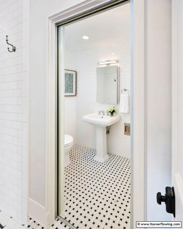 Mirrored Pocket Door for Dual Functionality - 20 Bathroom Pocket Door Ideas for Modern Homes