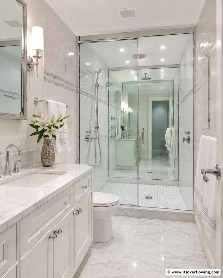 Mirrored Shower Walls - 25 Small Bathroom Walk-in Shower Ideas for Compact Spaces