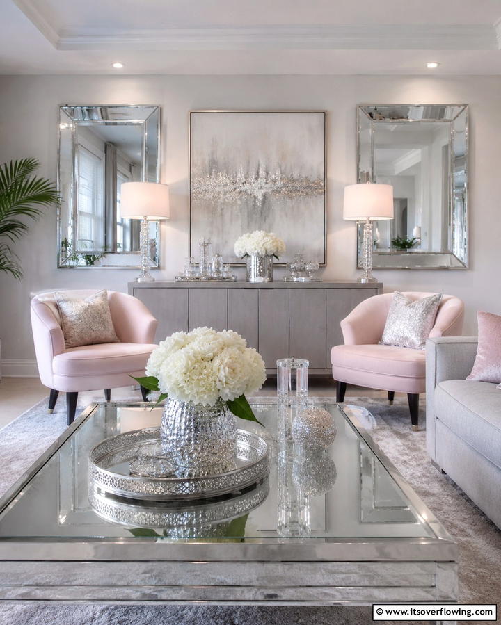 Mirrored Silver Decor - 25 Silver Living Room Ideas for a Modern and Elegant Look