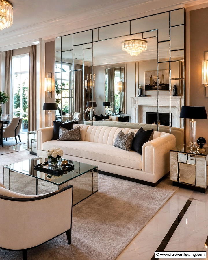 Mirrored Surfaces - 30 Art Deco Living Room Ideas for Luxurious Spaces