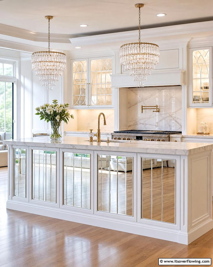 Mirrored Surfaces - 21 Kitchen Island Back Panel Ideas for Modern Designs