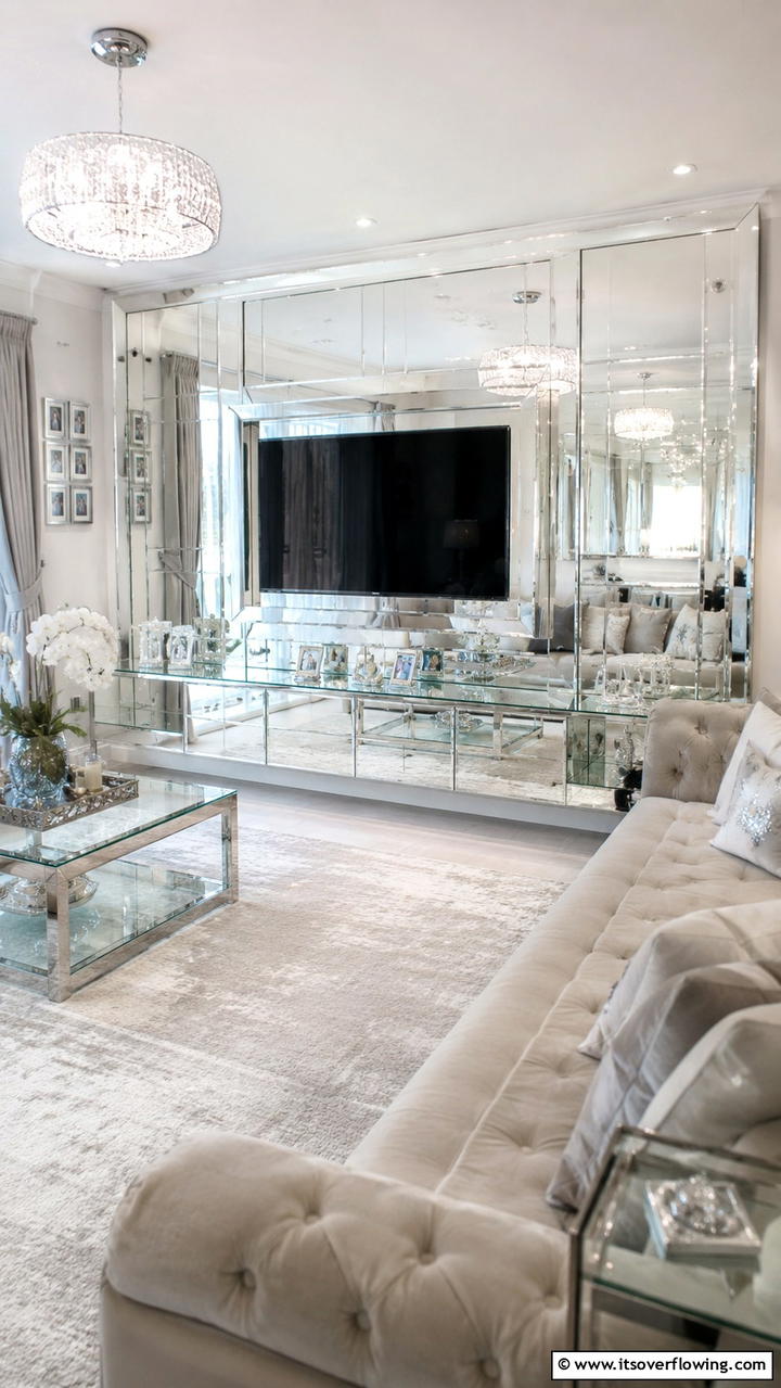 Mirrored TV Wall Design - 21 Innovative TV Wall Ideas to Maximize Living Room Space