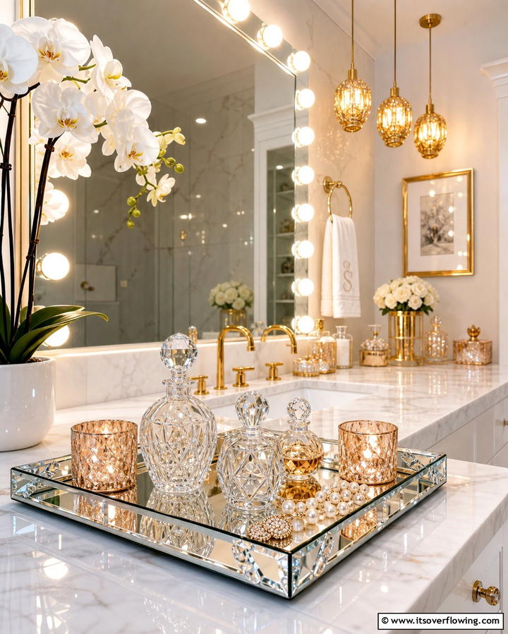 Mirrored Tray for a Glamorous Touch - 25 Stylish Bathroom Tray Ideas to Organize and Decorate