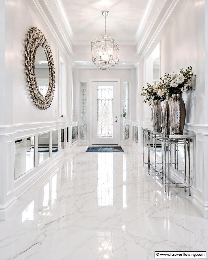 Mirrored Wainscoting for Extra Light - 20 Creative Wainscoting Entryway Ideas to Welcome Guests
