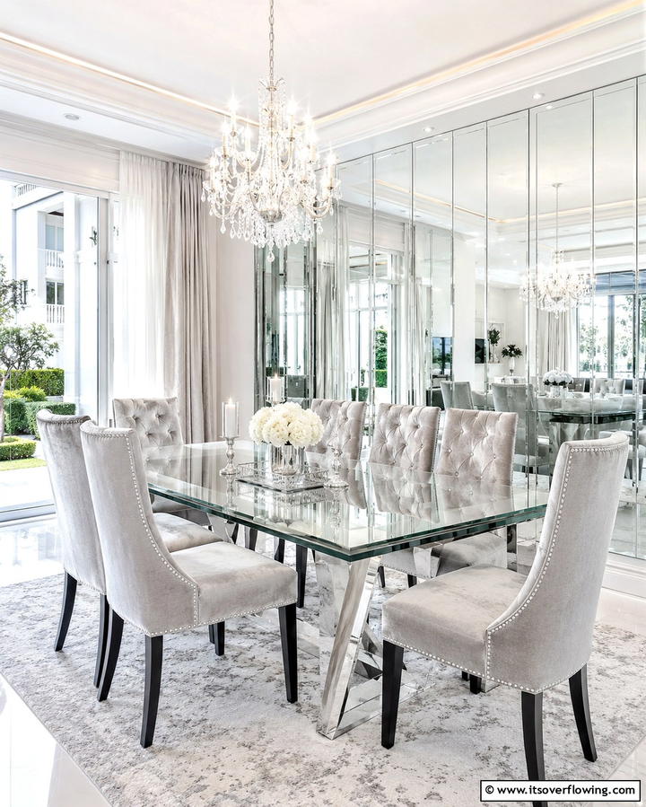 Mirrored Wall Panels for Added Light - 25 Dining Room Wall Paneling Ideas for Elegance