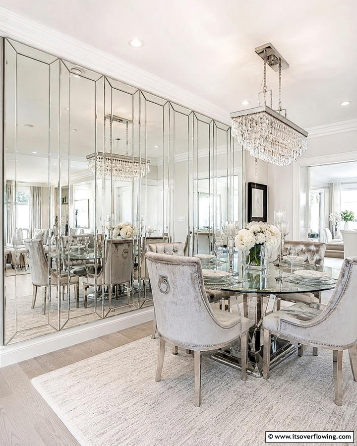 Mirrored Wall Panels - 25 Dining Room Wall Paneling Ideas for Elegance