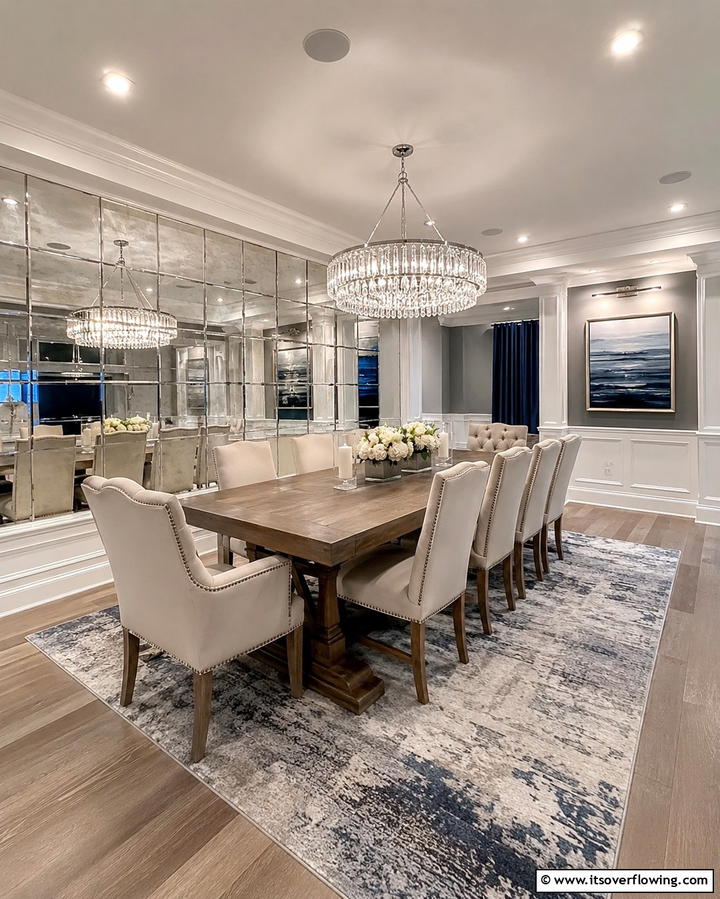 Mirrored Walls for Added Depth - 30 Basement Wall Design Ideas to Transform Your Space