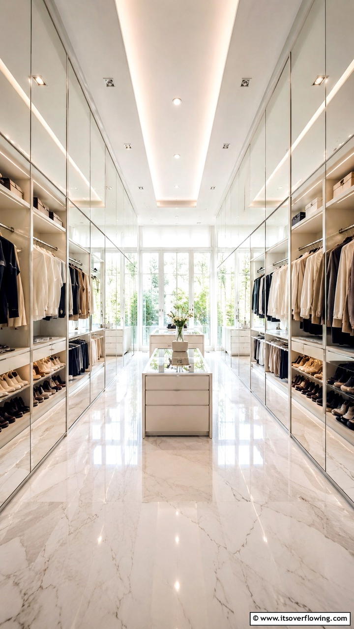 Mirrored Walls for Illusion - 21 Functional Walk-In Closet Ideas for Organized Spaces