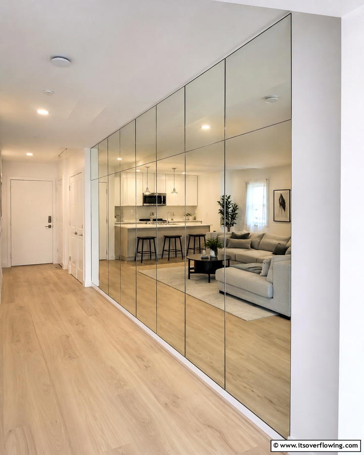 Mirrors to Create the Illusion of Space - 25 Small Apartment Ideas for Guys- Stylish & Functional