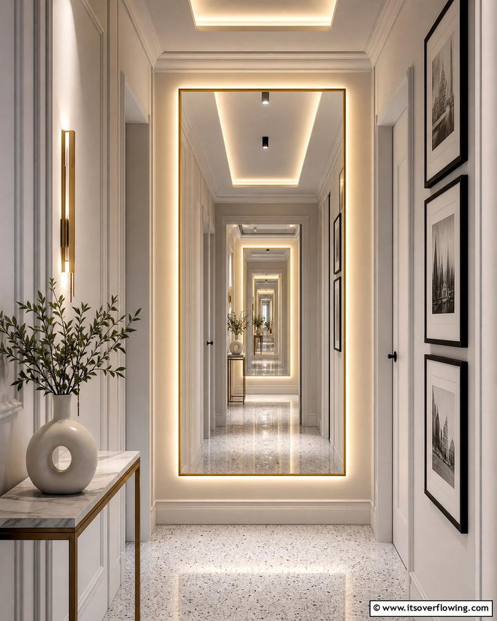 Mirrors with Integrated Lighting - 20 Narrow Hallway Lighting Ideas to Brighten Your Space