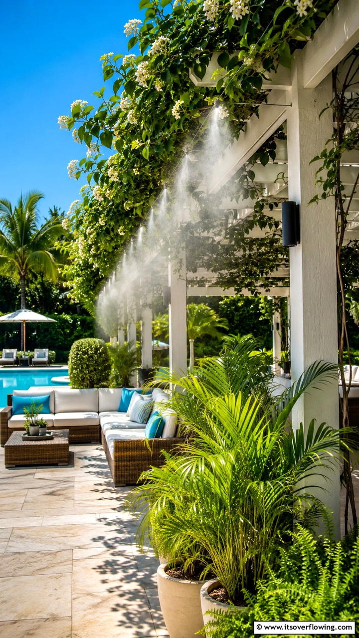 Misting and Cooling System - 21 Water Feature Ideas for Serene Garden Landscaping