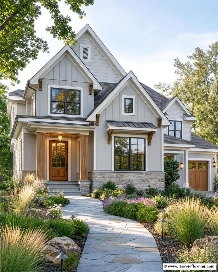 Misty Gray Subdued Style - 21 Gray Exterior House Paint Ideas for Stunning Curb Appeal