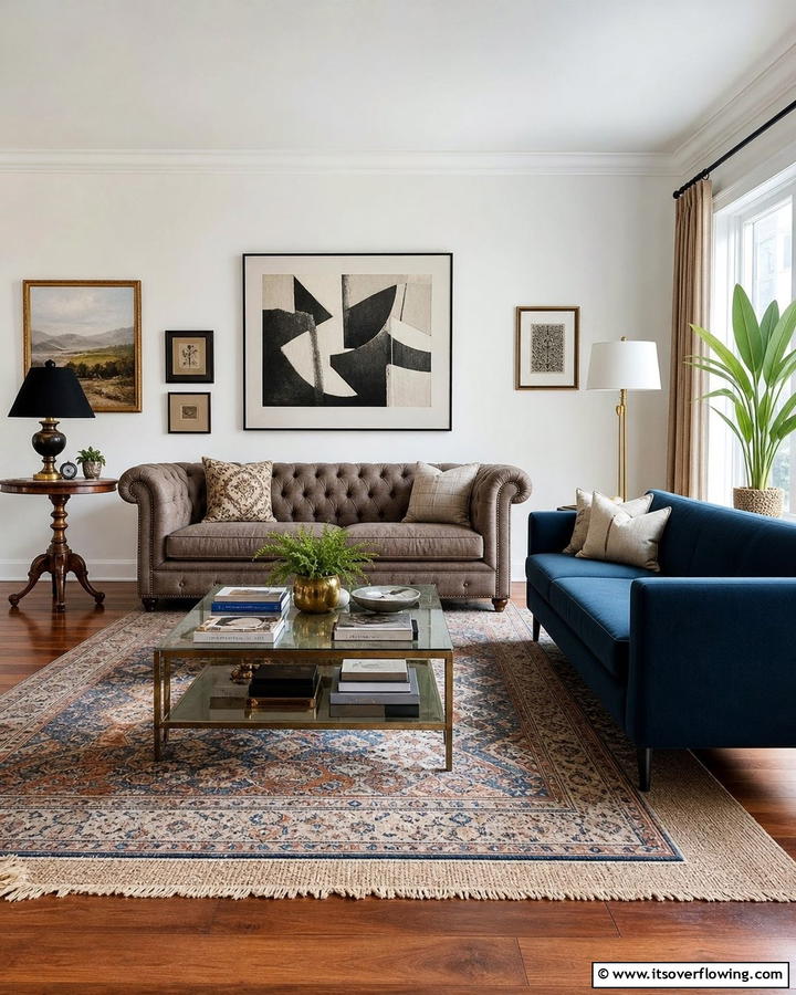 Mix Traditional and Contemporary Designs - 20 Mismatched Sofas in Living Room Ideas for Eclectic Style