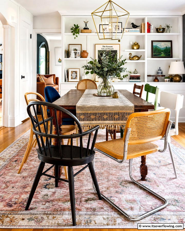 Mix and Match Chairs for an Eclectic Look - 25 Eclectic Dining Room Ideas for Unique Gatherings