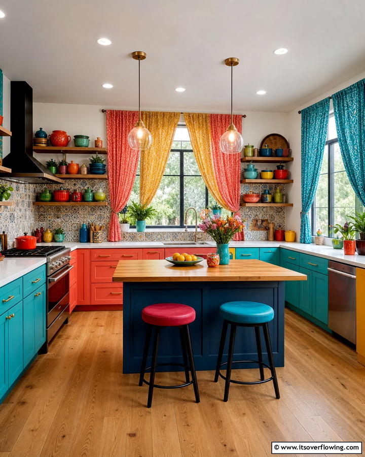 Mix and Match Colors - 21 Kitchen Curtain Ideas to Enhance Light and Privacy