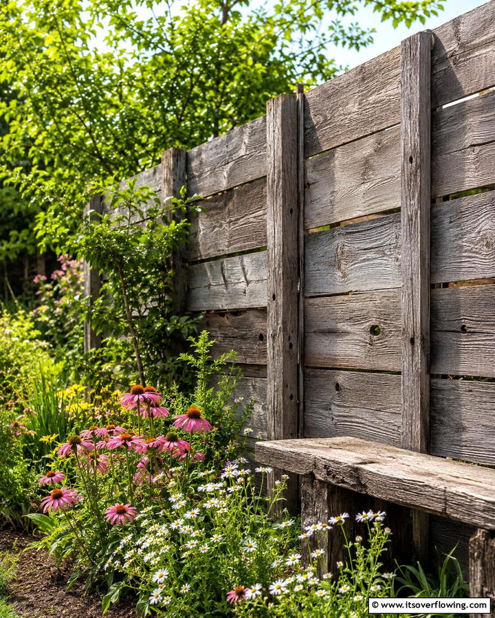 Mixed Material Accent Fence - 30 Backyard Fence Ideas for Style and Functionality