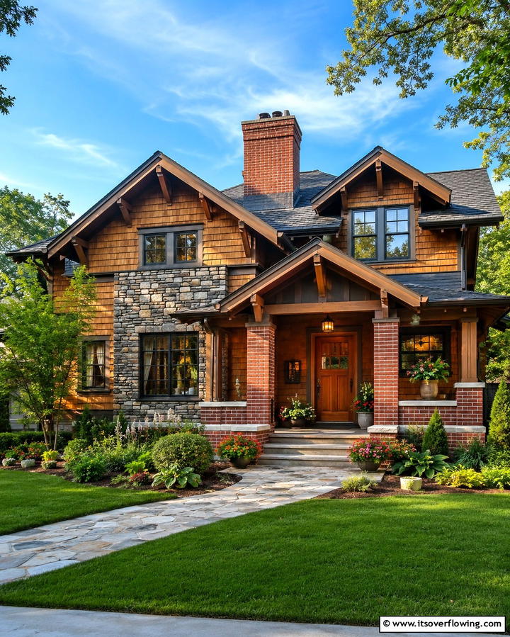 Mixed Material Facades - 25 Craftsman Style House Exterior Ideas for Curb Appeal