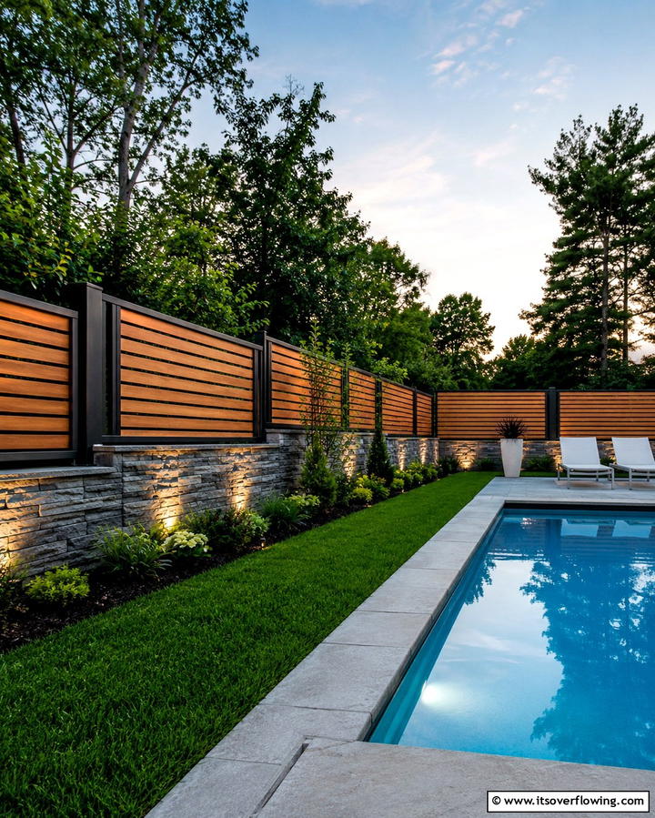 Mixed Material Fencing - 30 Decorative Fence Ideas to Enhance Your Yard’s Aesthetic
