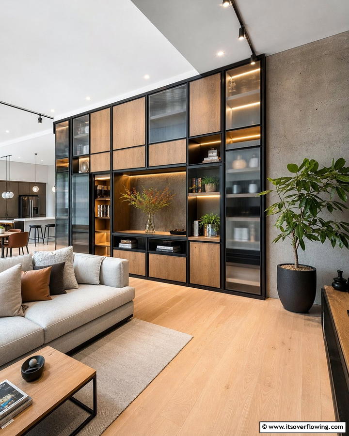 Mixed Material Modern Cabinets - 21 Floor to Ceiling Cabinets Ideas for Modern Home Storage