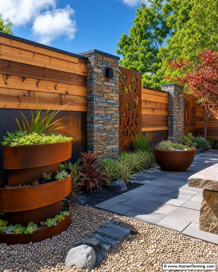 Mixed Material Privacy Fence - 21 Privacy Fence Designs for Secure & Stylish Property Borders
