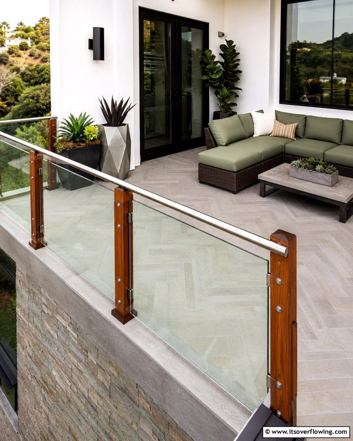 Mixed Material Railings - 25 Balcony Railing Design Ideas for Safety and Style
