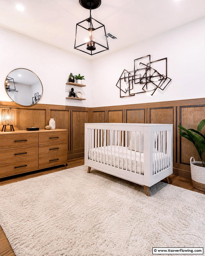 Mixed Material Wainscoting - 20 Adorable Wainscoting Nursery Ideas for Your Baby’s Room